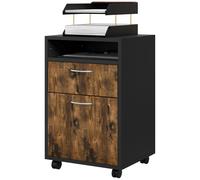 HOMCOM Caisson de bureau à roulettes avec tiroir placard niche pour documents et dossier suspendu 40 x 35 x 60 cm brun rustique