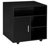 HOMCOM Caisson de Bureau à Roulettes Classeur latéral Mobile Imprimante Bois avec étagères de Rangement Ouvertes et Réglabes 60 x 50 x 65,5 cm Noir