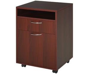 HOMCOM Caisson de bureau à roulettes Tiroir Compartiment Porte Classeur mobile pour bureau 40x35x60 cm Marron foncé