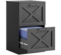 HOMCOM Caisson de Bureau avec 2 Tiroirs, Dossiers Suspendus pour Formats Lettre/A4, Style Rustique, 40x40x71cm, Noir