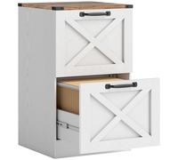 HOMCOM Caisson de Bureau avec 2 Tiroirs, Dossiers Suspendus pour Formats Lettre/A4, Style Rustique, 40x40x71cm, Blanc
