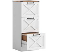 HOMCOM Caisson de Bureau avec 3 Tiroirs, Dossiers Suspendus pour Formats Lettre/A4, Style Rustique, 40x40x101cm, Blanc