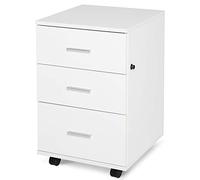 HOMCOM Caisson de Bureau avec 3 Tiroirs Verrouillables sur Roulettes Rangement Bureau 40 x 40 x 61,5 cm Blanc