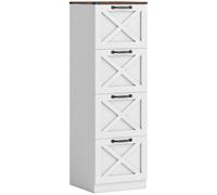 HOMCOM Caisson de Bureau avec 4 Tiroirs, Dossiers Suspendus pour Formats Lettre/A4, Style Rustique, 40x40x131cm, Blanc