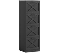 HOMCOM Caisson de Bureau avec 4 Tiroirs, Dossiers Suspendus pour Formats Lettre/A4, Style Rustique, 40x40x131cm, Noir