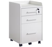 HOMCOM Caisson de Bureau Blanc sur Roulettes 3 Tiroirs MDF Rangement Mobile Aosom France