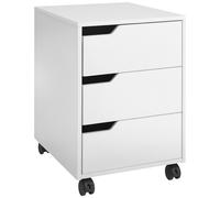 HOMCOM Caisson de bureau caisson de rangement mobile 3 tiroirs coulissants roulettes avec 2 freins MDF 40 x 50 x 57,5 cm blanc