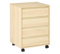 HomCom Caisson de bureau MDF 1 4 tiroirs coulissants roulettes 2 freins 46x40x65 cm bois naturel