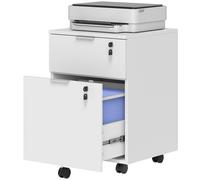HOMCOM Caisson de bureau, meuble de rangement 2 tiroirs 2 barres pour dossier suspendu, verrouillable avec 2 clés 42x40x60 cm