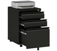 HOMCOM Caisson de bureau mobile rangement bureau sur roulettes 3 tiroirs verrouillables 39 x 48 x 60 cm noir Aosom France