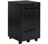 HOMCOM Caisson de bureau rangement bureau sur roulettes 3 tiroirs 1 verrouillable 1 trieur à dossiers MDF panneaux particules noir