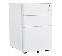 HOMCOM Caisson de bureau rangement bureau sur roulettes 3 tiroirs coulissants verrouillables trieur à dossiers acier
