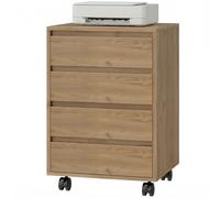HOMCOM Caisson de bureau rangement bureau sur roulettes 4 tiroirs coulissants en bois aspect bois marron