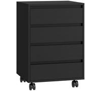 HOMCOM Caisson de bureau rangement bureau sur roulettes 4 tiroirs coulissants en bois aspect bois noir