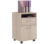 HomCom Caisson de bureau - sur roulettes, tiroir, placard, niche - chêne
