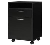 HOMCOM Caisson de bureau rangement bureau sur roulettes tiroir placard niche panneaux particules noir