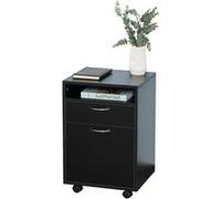 HOMCOM Caisson de bureau rangement bureau sur roulettes tiroir placard niche panneaux particules noir