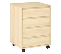 HomCom Caisson de bureau MDF 1 4 tiroirs coulissants roulettes 2 freins 46x40x65 cm bois naturel