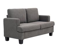 HOMCOM Canapé 2 places 120 cm avec coussins de dossier amovibles, tissu chenille pour salon, chambre, bureau, gris foncé