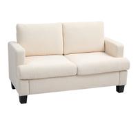 HOMCOM Canapé 2 places 120 cm avec coussins de dossier amovibles, tissu chenille pour salon, chambre, bureau, beige