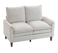 HOMCOM Canapé 2 places 146 cm, canapé en chenille avec rembourrage double couche, coussin à ressorts, assise profonde, dossier haut, Cremeweiß