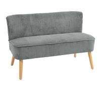 HOMCOM Canapé 2 places, aspect velours côtelé, pieds en bois, rembourré, double pour salon/chambre, 117 x 56,5 x 77 cm, Gris