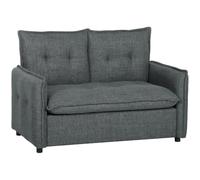 HOMCOM Canapé 2 Places Assise Rembourrée 131 cm Tissu en Lin Gris Foncé | Canapé de Salon Moderne, Coussins à Ressorts, Dossier Épais, Design Capitonné, pour Chambre, Appartement, Petit Espace