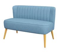 HOMCOM Canapé 2 Places au Style Rétro, Rembourrage Doux, Revêtement Facile à Entretenir, jusqu'à 150 kg, 117 x 56,5 x 77 cm, Bleu