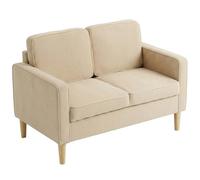 HOMCOM Canapé 2 places avec 2 coussins et espace de rangement - Petit canapé rembourré en Corduroy moderne avec pieds en bois massif - Pour salon, chambre à coucher, petite pièce - Beige - 117 x 63 x