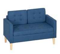 HOMCOM Canapé 2 places avec rangement et capitonnage, pieds en bois d'hévéa, 117 x 62 x 78 cm, Bleu