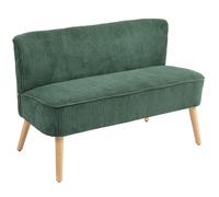 HOMCOM Canapé 2 places, bois, polyester velouté, mousse, 117 x 56,5 x 77 cm, vert