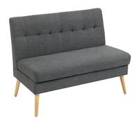 HOMCOM Canapé 2 Places Canapé avec Aspect Lin, Dossier tufté Petit rembourré Moderne 118 cm Double rembourré avec Pieds en Bois pour Salon, Petites pièces, Gris foncé