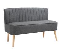 HOMCOM Canapé 2 Places, Canapé de Salon en Tissu Aspect Lin, Assise Rembourrée et Pieds en Bois d'Hévéa, 117x56,5x77cm, Gris