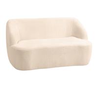 HOMCOM Canapé 2 places canapé en tissu bouclette 142 cm avec dossier et assise incurvés, aucun assemblage requis, beige