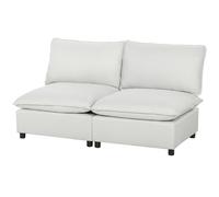 HOMCOM Canapé 2 places, canapé modulaire en cuir synthétique 146 cm avec assise large et profonde, coussins épais, montage facile, Gris
