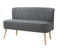 HOMCOM Canapé 2 places, canapé rembourré effet lin, cadre en bois, pour salon chambre, 117 cm, gris