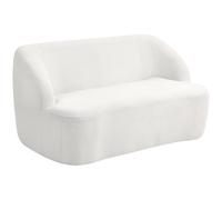 HOMCOM Canapé 2 Places, Design Courbé, Canapé Rembourré avec Housse en Polaire, pour Salon, Chambre, Bureau Domicile, Blanc Crème