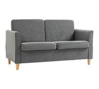 HOMCOM Canapé 2 places design scandinave dim. 141L x 70l x 78H cm pieds bois massif tissu lin gris chiné