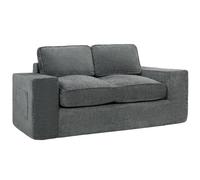 HOMCOM Canapé 2 Places en Chenille 156cm Assise et Accoudoirs Larges Gris | Canapé de Salon, Rembourrées, 2 Oreillers, Poches Latérales, Entièrement Compressé, Sans Assemblage, pour Salon, Chambre