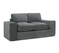 HOMCOM Canapé 2 Places en Chenille, Canapé de Salon 156 cm, Assise et Accoudoirs Larges Rembourrées, 2 Oreillers, Gris