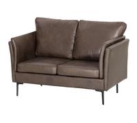 HOMCOM Canapé 2 Places en Cuir Respirant avec Rembourrage Épais et Pieds en Métal, 137x72x88 cm, Marron Foncé