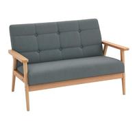 HOMCOM Canapé 2 Places en Lin 115 cm Style Scandinave de Salon Avec Accoudoirs, Pieds en Bois, Mini Chambre, Appartement, Petit Espace, Gris