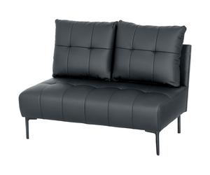 HOMCOM Canapé 2 Places en Simili Cuir Sans Accoudoirs et Capitonné Boutonné, 115x73x83 cm, Noir