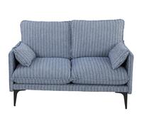 HOMCOM Canapé 2 places en tissu effet lin respirant avec rembourrage épais, 2 coussins, accoudoirs, pour salon, Bleu