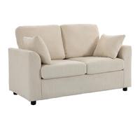 HOMCOM Canapé 2 Places en Velours Côtelé 144 cm Moderne 2 Oreillers Beige | Canapé de Salon, Assise Large Rembourrée, Coussin Épais à Ressorts, pour Chambre, Appartement, Petit Espace