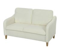 HOMCOM Canapé 2 Places Moderne avec Coussins Épais et Revêtement Sherpa, 137x69x82 cm, Crème