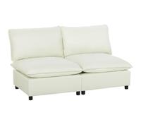 HOMCOM Canapé 2 Places Modulable Canapé de Salon Moderne 146 cm Crème | Canapé de Salon Moderne, avec Assise Large, Coussins Épais, Tissu en Lin, pour Chambre, Appartement, Petit Espace
