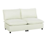 HOMCOM Canapé 2 places modulable, canapé de salon moderne 146 cm sans accoudoirs avec assise large, coussins épais, crème