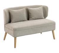 HOMCOM Canapé 2 places, petit canapé en chenille avec dossier à oreilles, assise épaisse, pieds en bois de caoutchouc, Beige