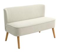 HOMCOM Canapé 2 Places, Rembourrage Moelleux, Revêtement Facile à Entretenir, Supporte Jusqu'à 150 kg, 117 x 56,5 x 77 cm, Blanc Crème